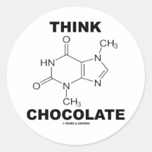 Denken Sie Schokolade (Theobromin-Molekül-Chemie) Runder Sticker