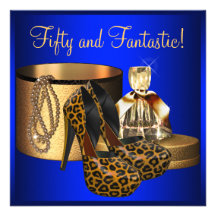 Der 50. Geburtstag hoher Heels-Leopard-der blauen  Individuelle Einladungskarten