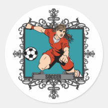 Der Fußball der aggressiven Frauen Runder Aufkleber