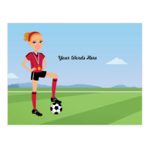 Der Fußball-illustrierte Postkarte des Mädchens