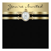 Der Geburtstags-Party der Jeweled eleganten schwar Personalisierte Einladungen