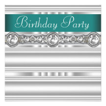 Der Geburtstags-Party der silbernen Diamant-Jade-G Personalisierte Ankündigungskarte