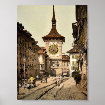 Der Glockenturm, Bern, Stadt, die Schweiz Vintag Posterdruck