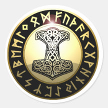 Der Hammer des Thors Runder Aufkleber