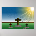 Der Hand des Gottes über dem Kreuz von Christus Plakatdrucke