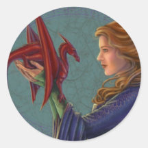 Der junge rote Drache Runder Sticker