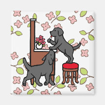 Der Labrador-Welpen-Duo der Mammas schwarzes Magnete