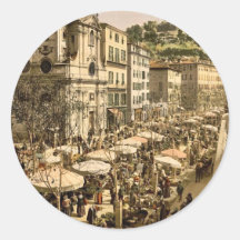 Der Markt, Nizza, Riviera Vintages Photochrom Runde Aufkleber