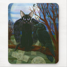 Der Mond-schwarze Katzen-Krähen-gotische Kunst Mou