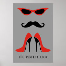 Der perfekte Blick in Schwarzem u. im Rot Plakatdrucke