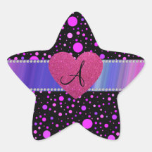 Der Polkapunkte des Monogramms lila rosa Herz Stern Aufkleber