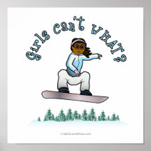 Der Snowboarding der dunklen Frauen Posterdrucke