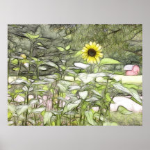 Der Sonnenblume-Garten Posterdruck