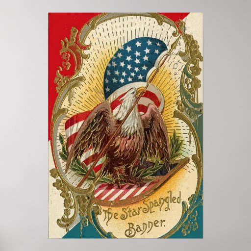 Der Stern Spangled Fahnen-Eagle-Flagge-Druck Plakat