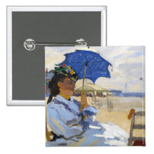 Der Strand bei Trouville Claude Monet Button