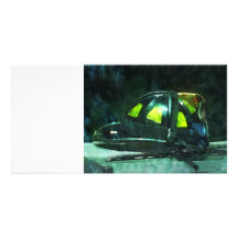 Der Sturzhelm des Feuerwehrmanns Photo Karten Vorlage