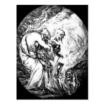 Der Tod, der Greis und sterben Zeit Vintage Postka