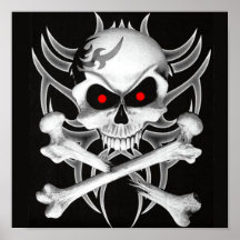 Der Totenkopf mit gekreuzter Knochen des Todes Poster