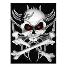 Der Totenkopf mit gekreuzter Knochen des Todes Postkarte