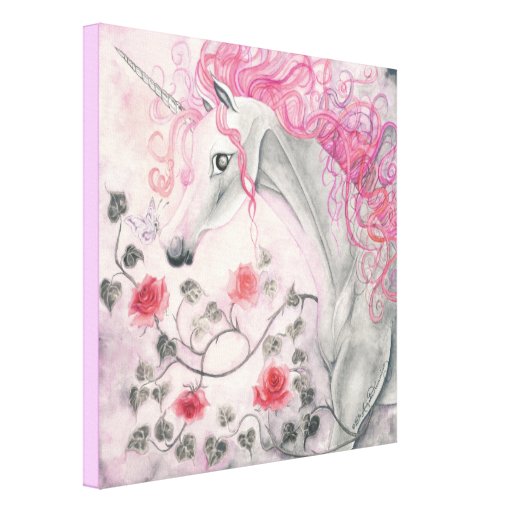 Der Unicorn und die Rosen Gespannter Galerie Druck