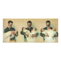 Der Vintage Vatertag, Mann, der Dreiergruppe-Babys Personalisierte Einladungskarten