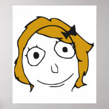 Derpina blondes gelbes Haar-Raserei-Gesicht Meme Plakat