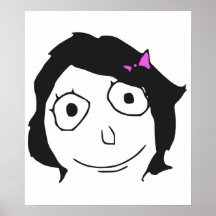 Derpina schwarzes Haar-brünettes Raserei-Gesicht M Poster
