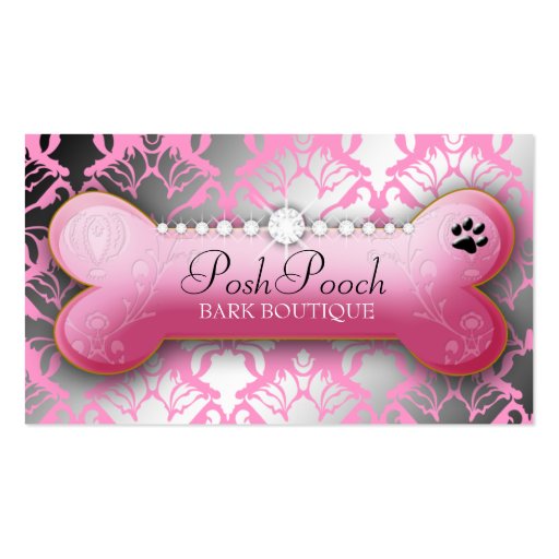des Hündchen-311-Posh rosa Pudel Damast-des Schimm Visitenkarten