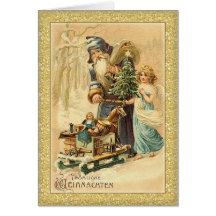 Deutsch-Weihnachten Vintager Sankt und des kleinen Karten