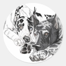 Deutsche Dogge untrennbar Runde Sticker