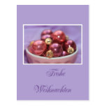 deutsches frohe Weihnachten lila u. rosa Verzierun postkarten