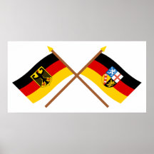 Deutschland und Saarland Flaggen, gekreuzt Plakatdruck