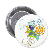 Dharma Rad mit Blumen Anstecknadelbuttons