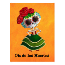 Dia de Muertos Mexican Fräulein Tod Postkarte
