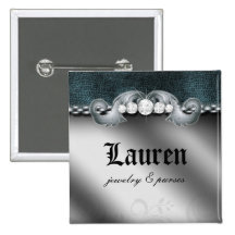 Diamant-lederne Schmuck-Geldbeutel-Silber-Blau-Bro Anstecknadel