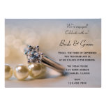 Diamant-Ring u. Perlen-Verlobungs-Party Einladung