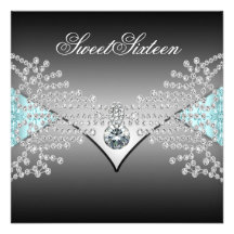 Diamant-schwarzer aquamariner blauer 16. Geburtsta Individuelle Ankündigskarten