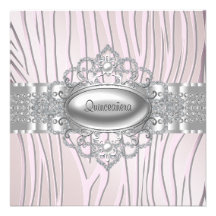 Diamantenzebra-Rosa Quinceanera Einladungen