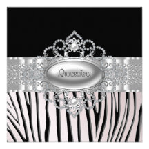 Diamantenzebra-Rosa Quinceanera Einladungen