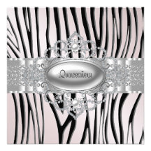 Diamantenzebra-Rosa Quinceanera Einladungen