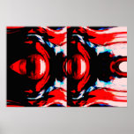 Die Augen - roter Digital-Kunst-Plakat-Druck