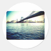 Die Brooklyn-Brücke Runder Aufkleber