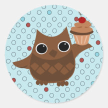 Die Eule und der kleine Kuchen Aufkleber