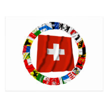 Die Flaggen der Bezirke von der Schweiz Postkarte