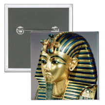 Die Goldbegräbnismaske, vom Grab von Tutankhamun Button