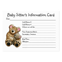 Die Informations-Karte des Baby-Modells Visitenkarte