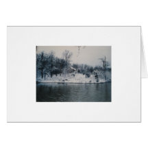 Die Kabine u. der Teich im Winter Grußkarten
