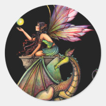 Die Kugel-Fee und Drache des Drachen durch Molly H Runder Aufkleber