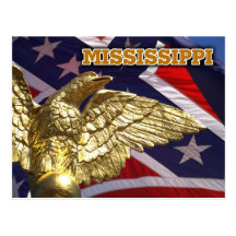 Die Mississippi-Staatsflagge und der goldene Adler Postkarte