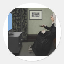 Die Mutter des Pfeifers, die T.V. mit Direktübertr Stickers